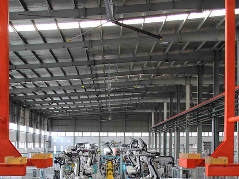 The steel structure plant uses environmentally friendly air conditioning processing industry large fan combination ventilation and cooling, and the effect is obvious